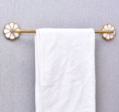 Brass Mother of Pearl Bathroom Towel Bar